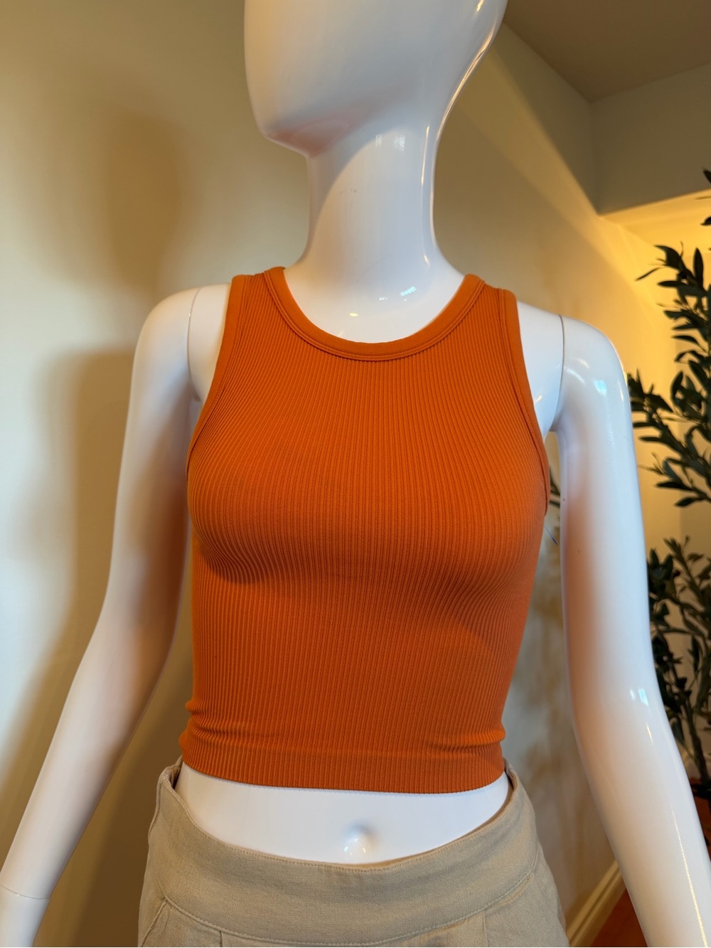 Sunday Best Aritzia Orange Ribbed Cropped Tank TopXS
